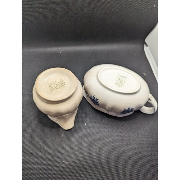 SEARS Mayhill creamer and gravy boat Federalist, Blue Flowers, 9 1/4 i - Picture 8 of 9